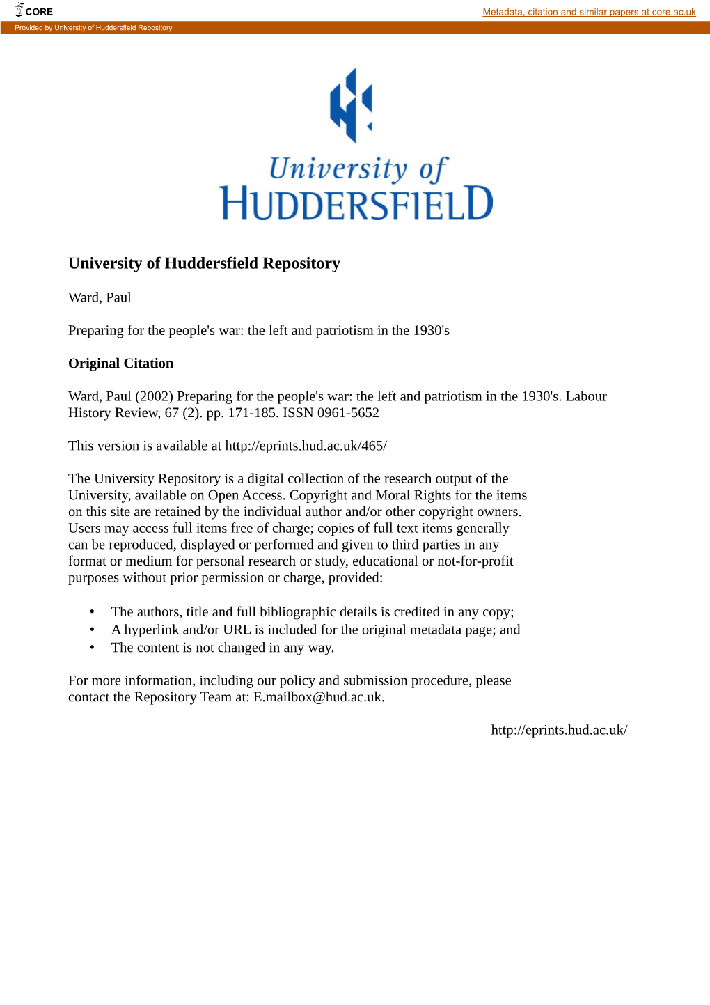 University of Huddersfield Repository