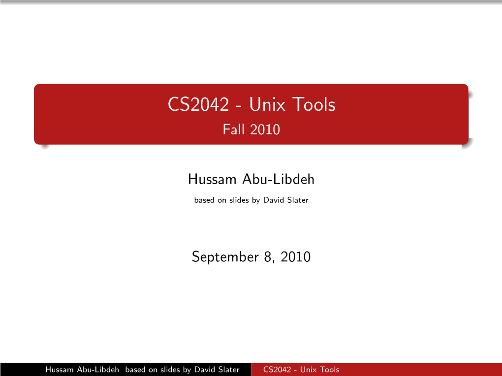 CS2042 - Unix Tools Fall 2010