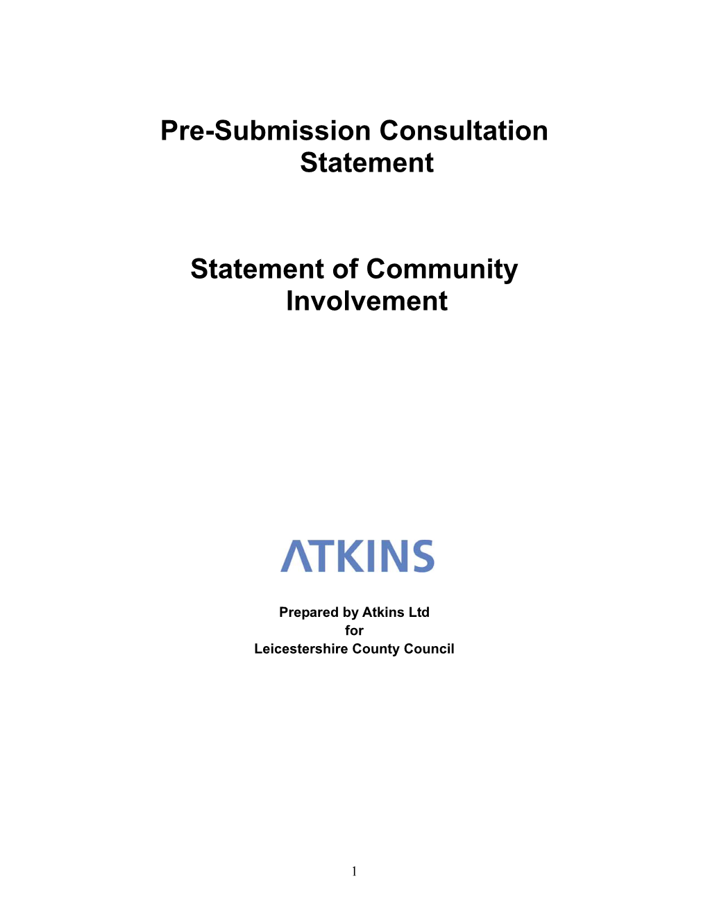 Pre-Submission Consultation Statement Statement of Community