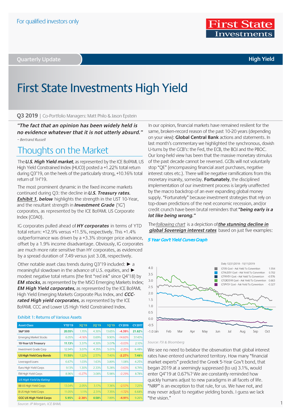 First State Investments High Yield