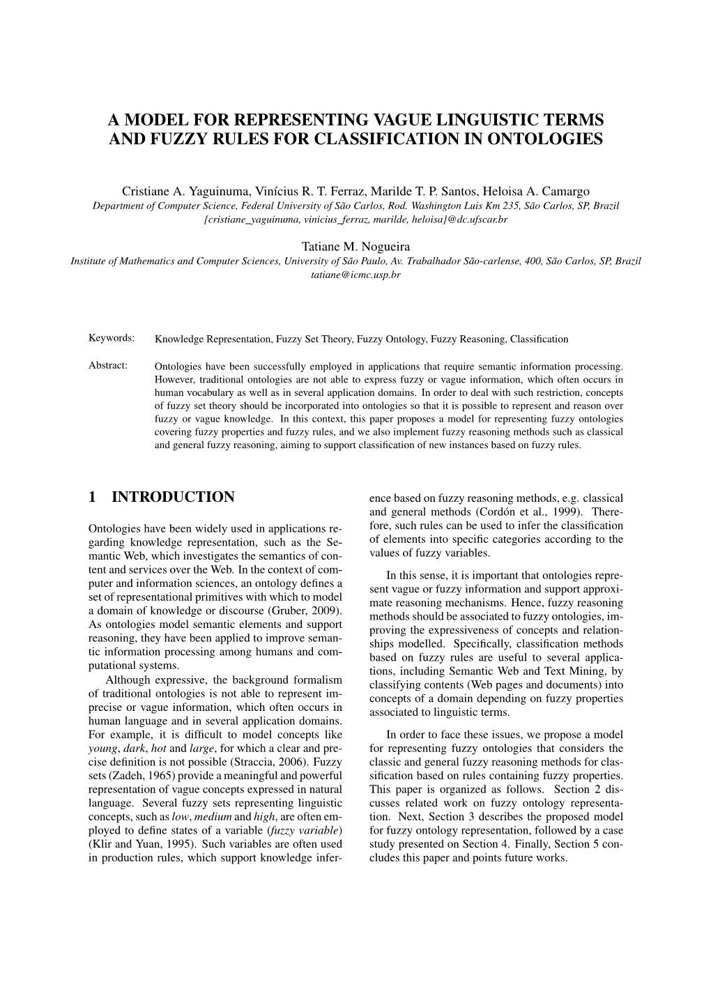 A Model for Representing Vague Linguistic Terms and Fuzzy Rules for Classification in Ontologies