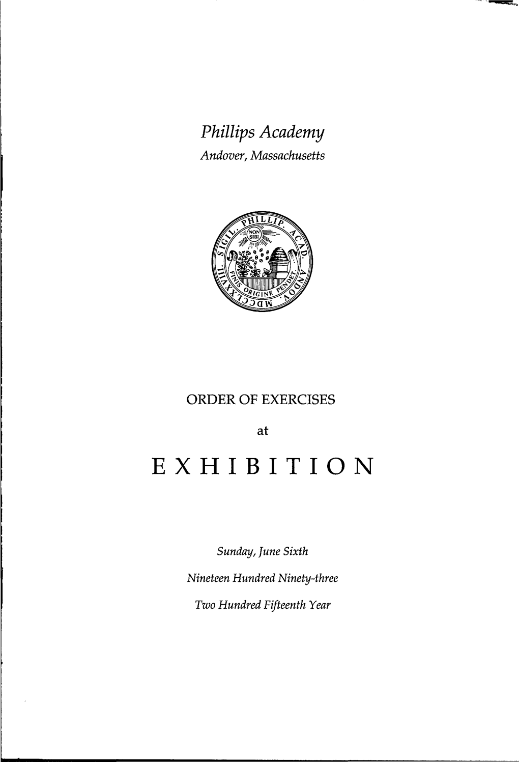 Phillips Academy Andover, Massachusetts ORDER OF