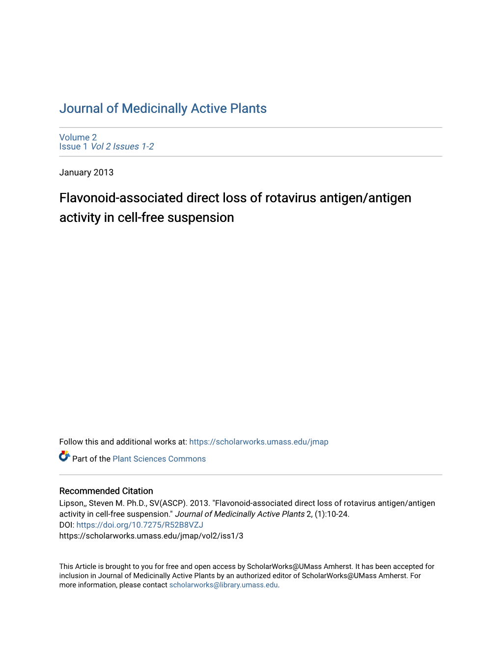 Flavonoid-Associated Direct Loss of Rotavirus Antigen/Antigen Activity in Cell-Free Suspension