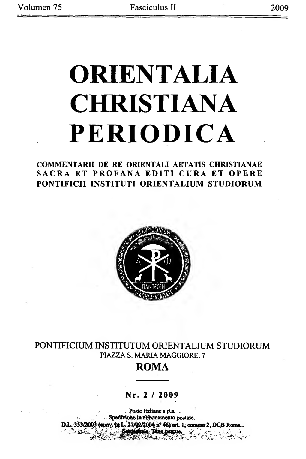 Orientalia Christiana Periodica