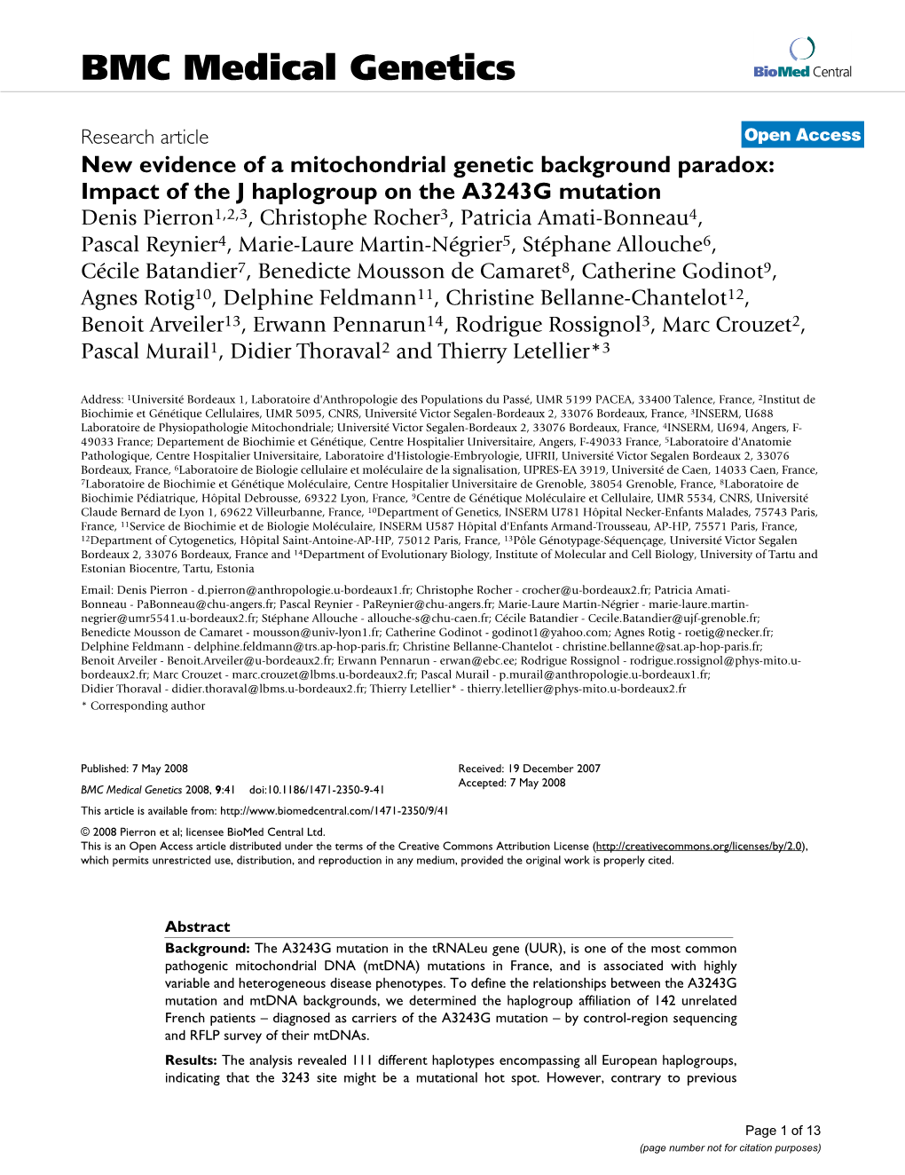 New Evidence of a Mitochondrial Genetic Background Paradox