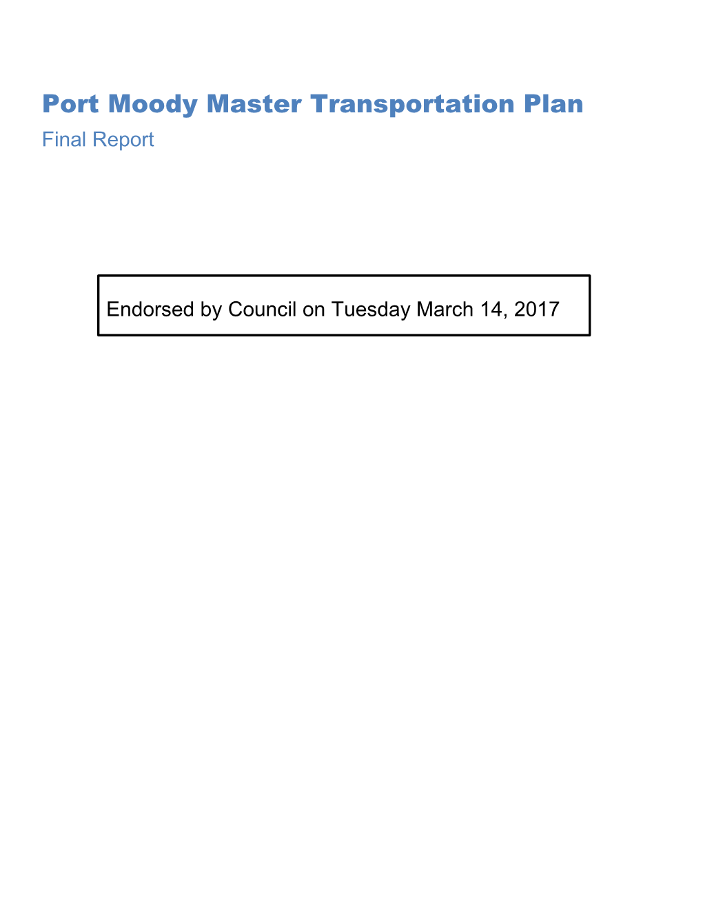 Master Transportation Plan Final Report