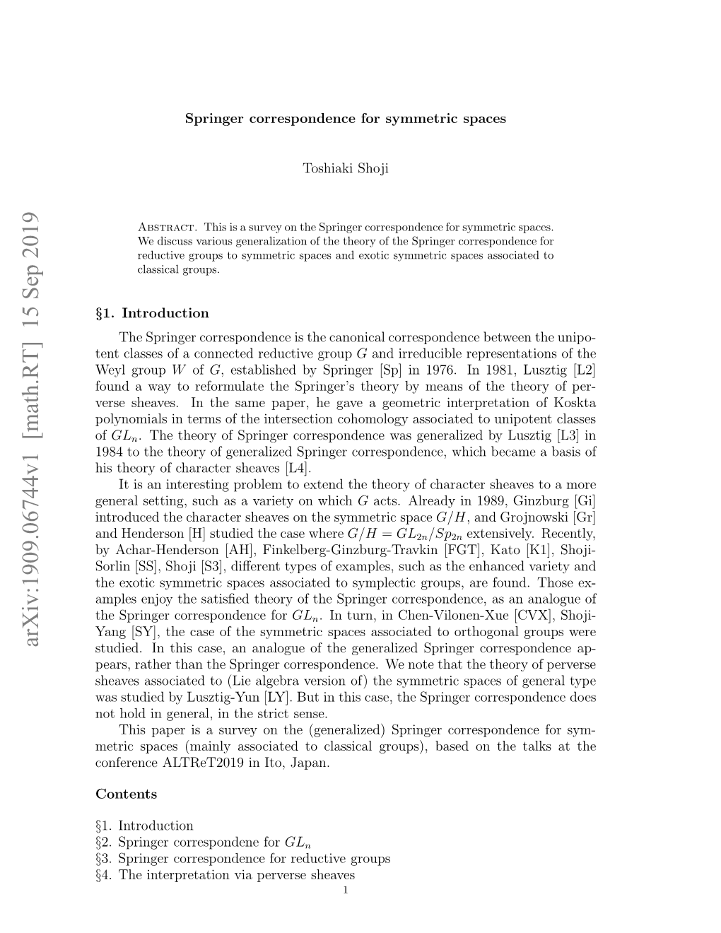 Springer Correspondence for Symmetric Spaces, Preprint, Arxiv: 1510.05986V2