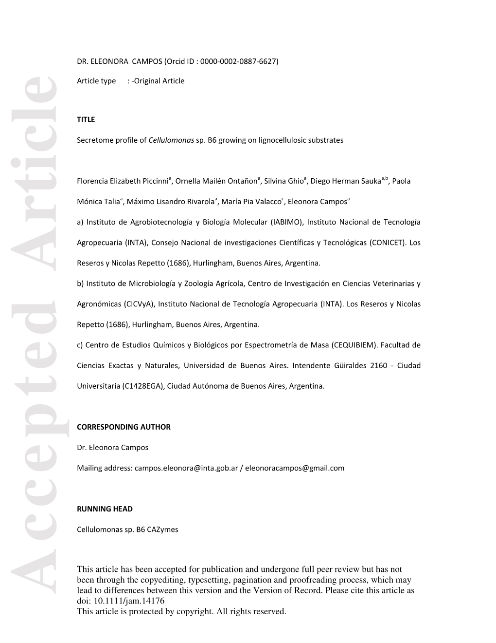 Secretome Profile of Cellulomonas Sp. B6 Growing on Lignocellulosic