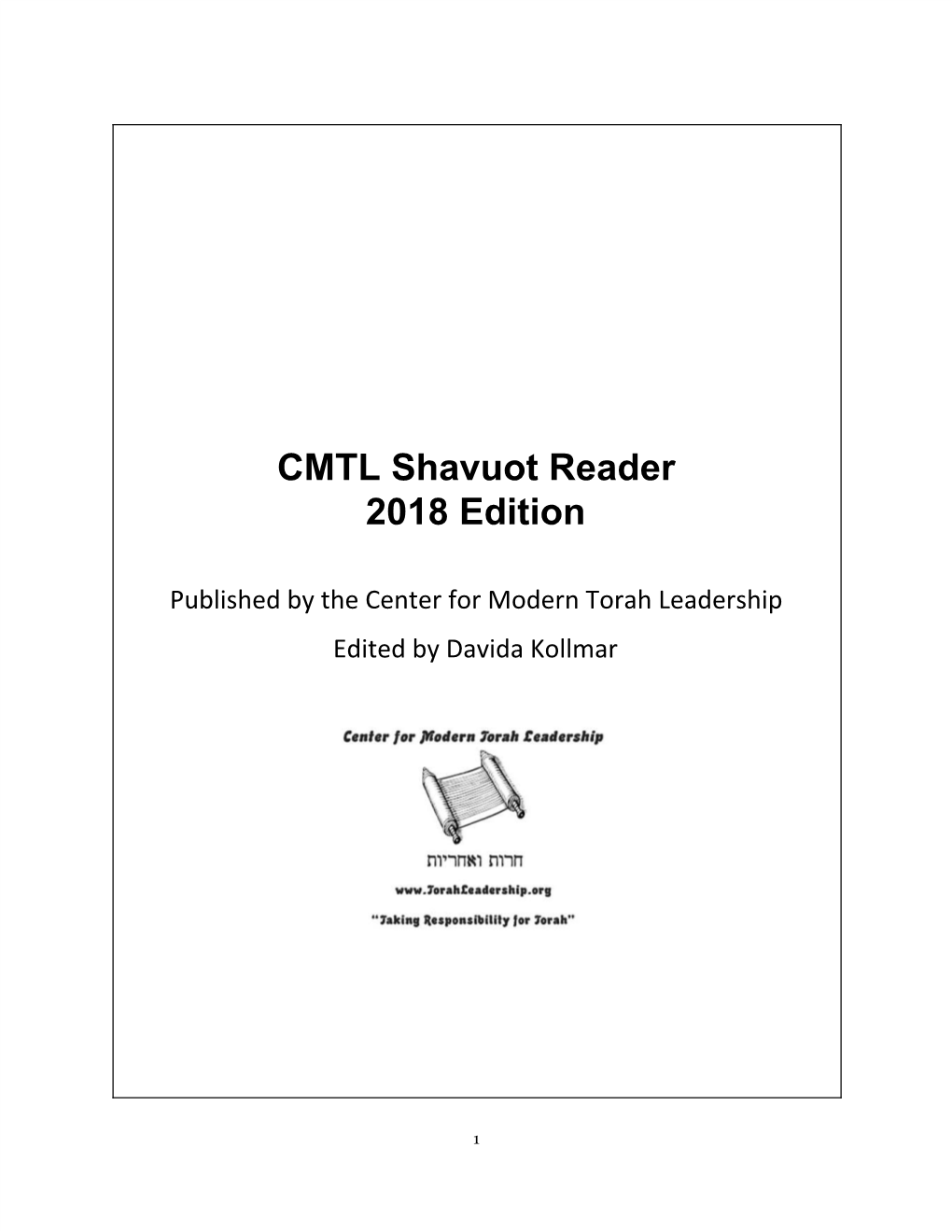 CMTL Shavuot Reader 2018 Edition
