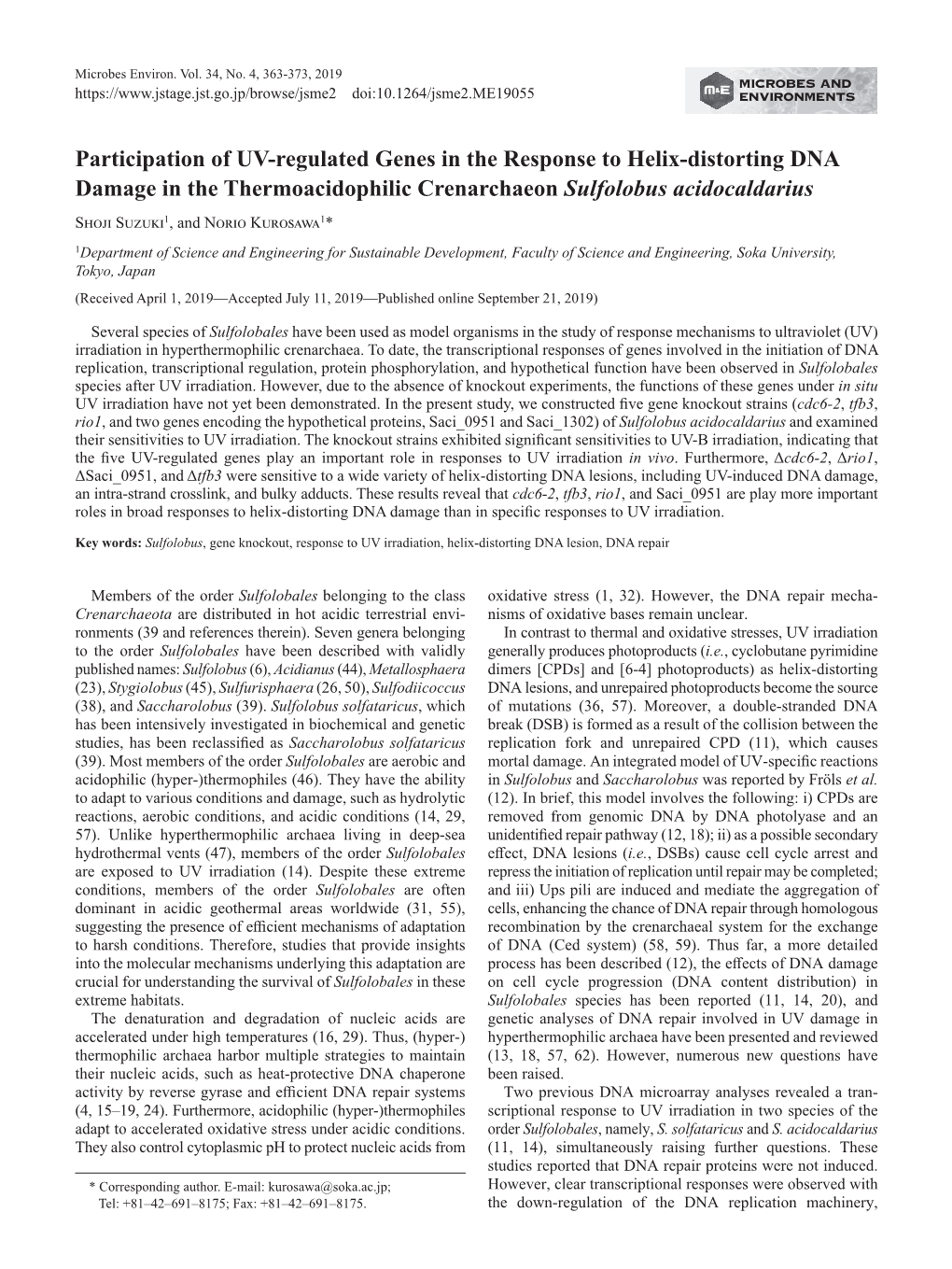 Participation of UV-Regulated Genes in the Response to Helix-Distorting