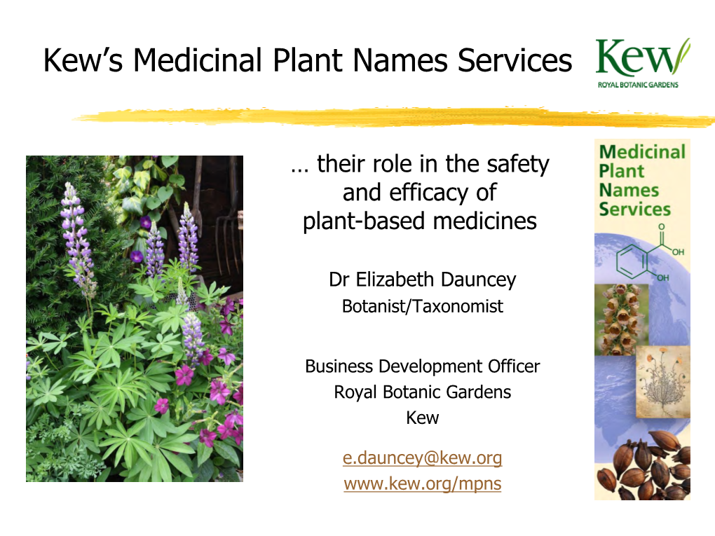 Kew's Medicinal Plant Names Services