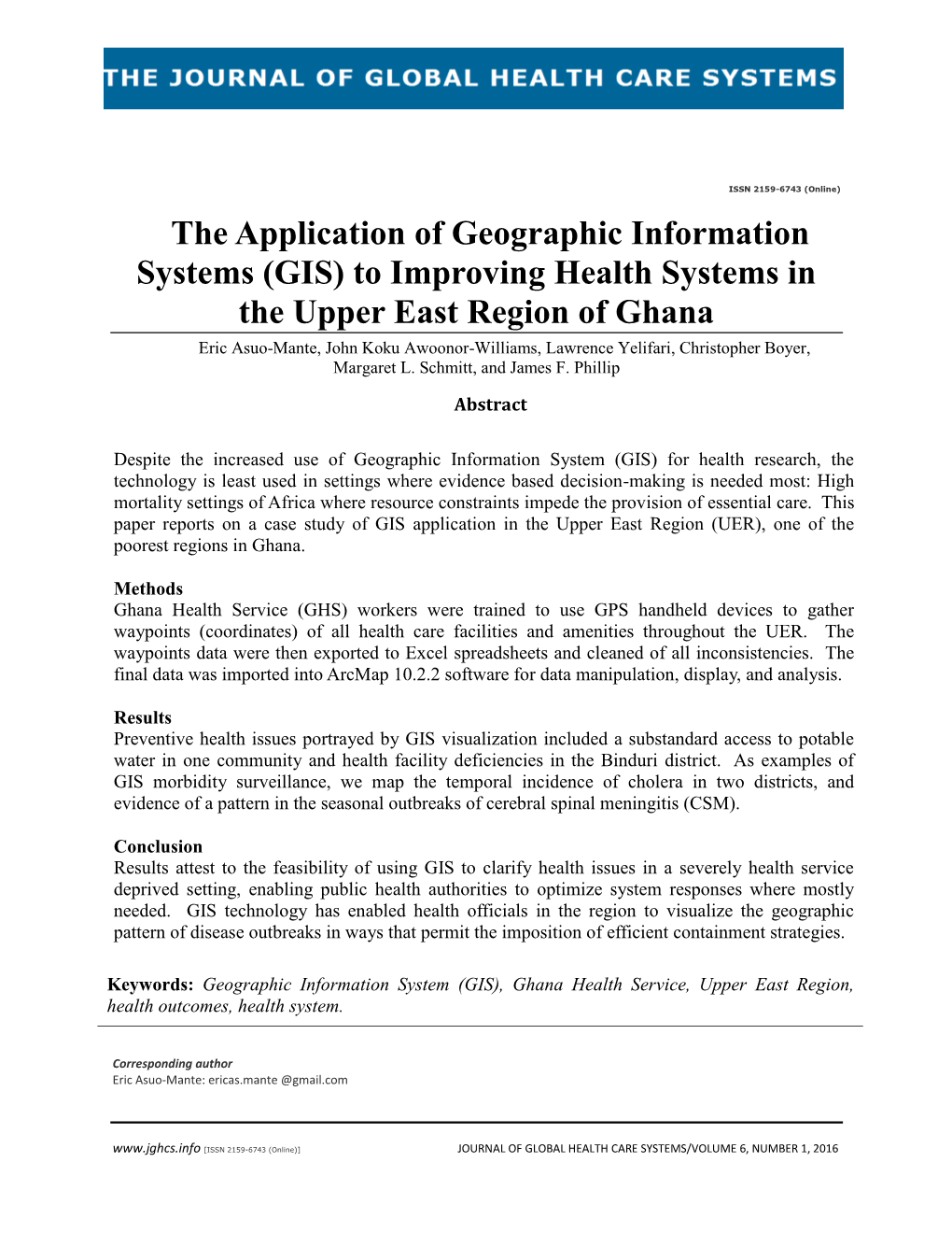 The Application of Geographic Information Systems (GIS) To