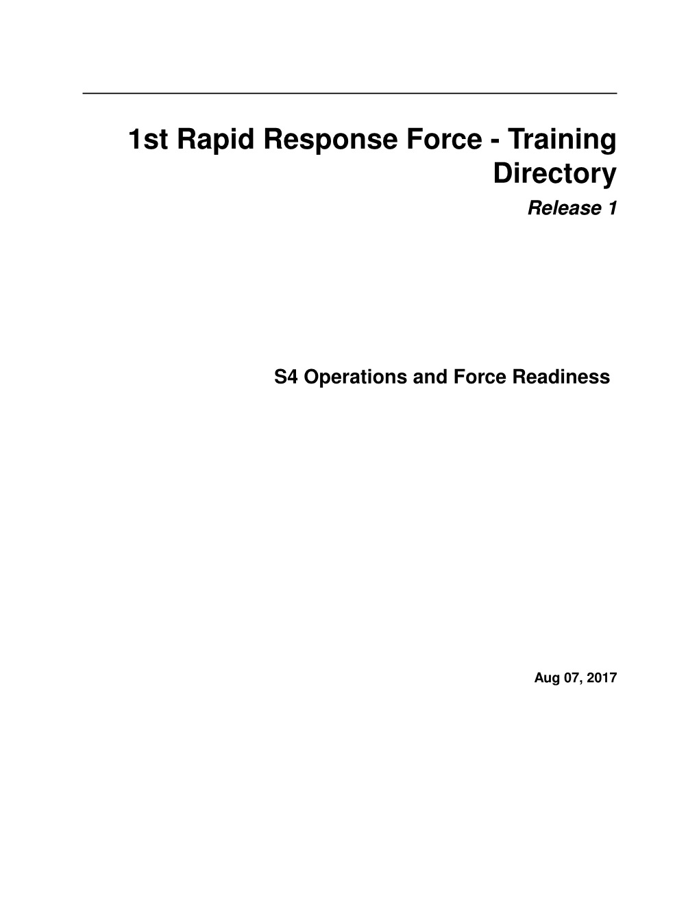 1St Rapid Response Force - Training Directory Release 1