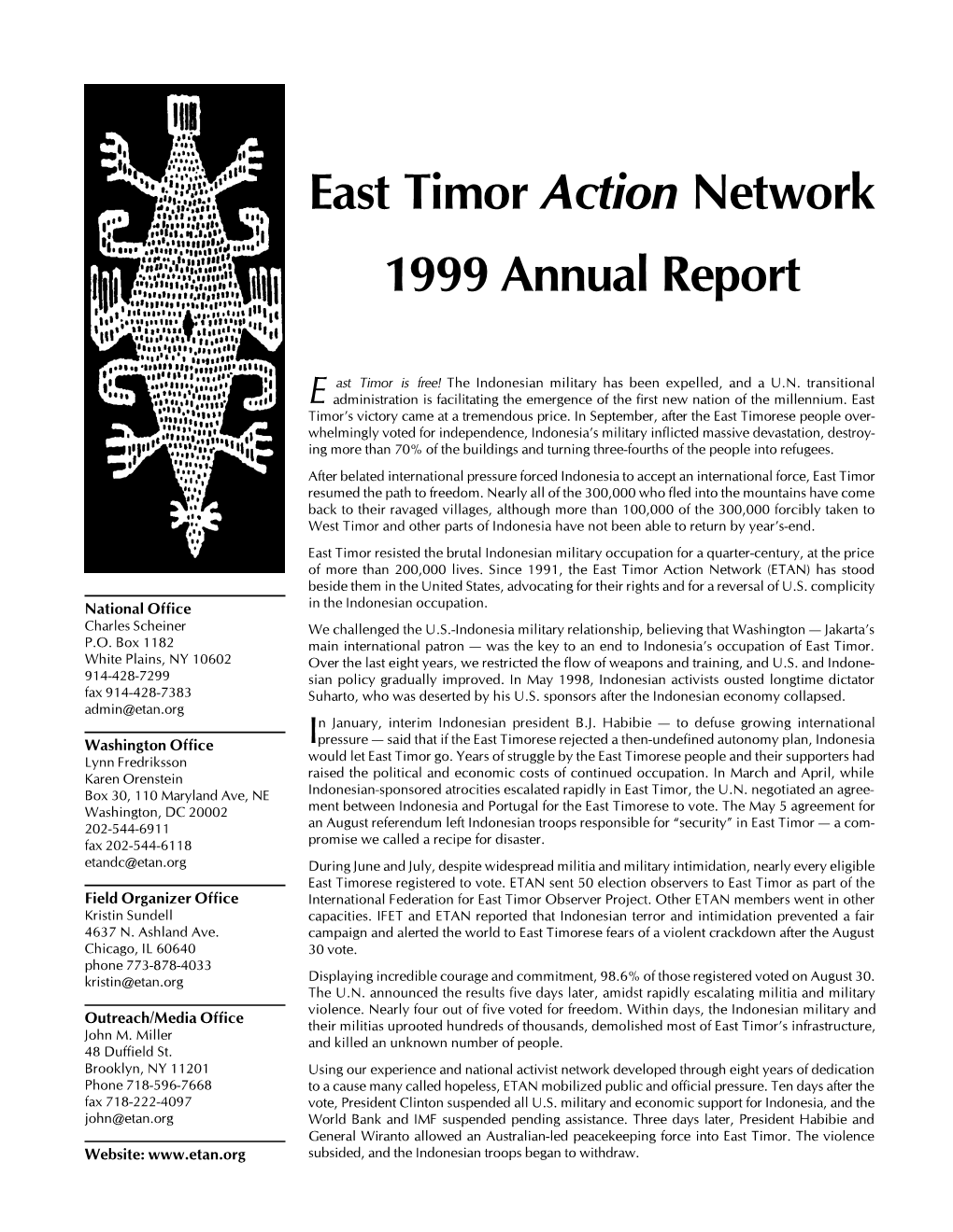 East Timor Action Network 1999 Annual Report