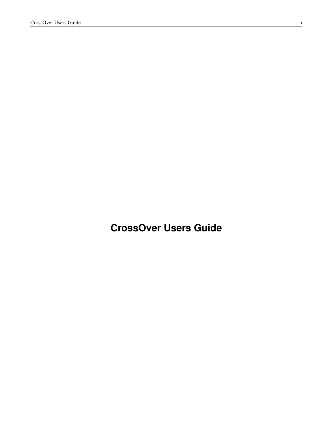 Crossover Users Guide I