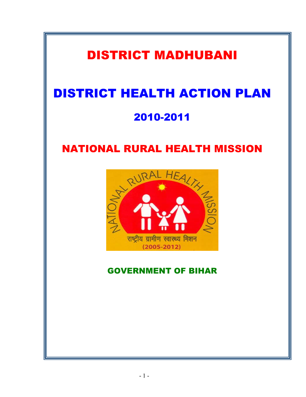 District Madhubani District Health Action Plan