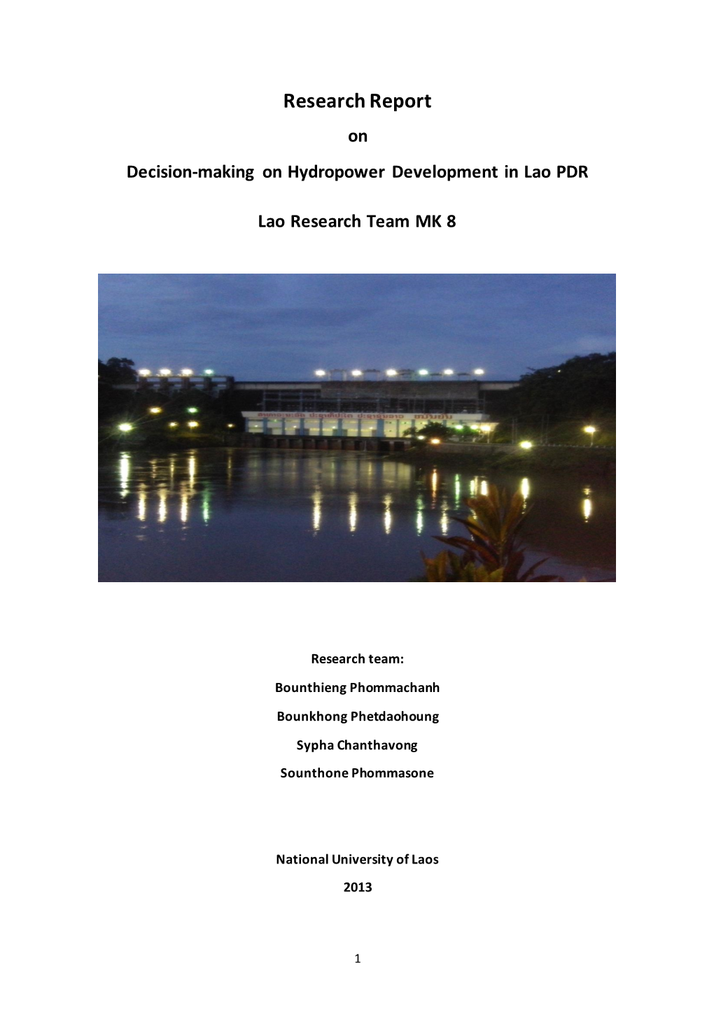 Research Report on Decision-Making on Hydropower Development in Lao PDR