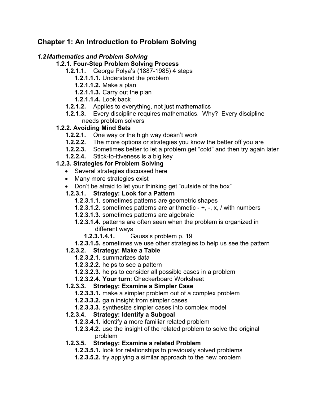 Chapter 1: an Introduction to Problem Solving