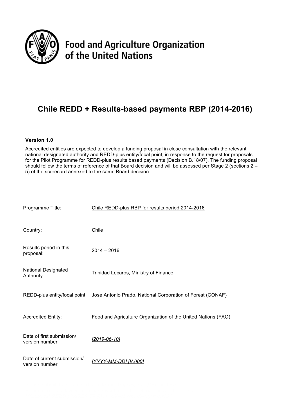 Chile REDD + Results-Based Payments RBP (2014-2016)