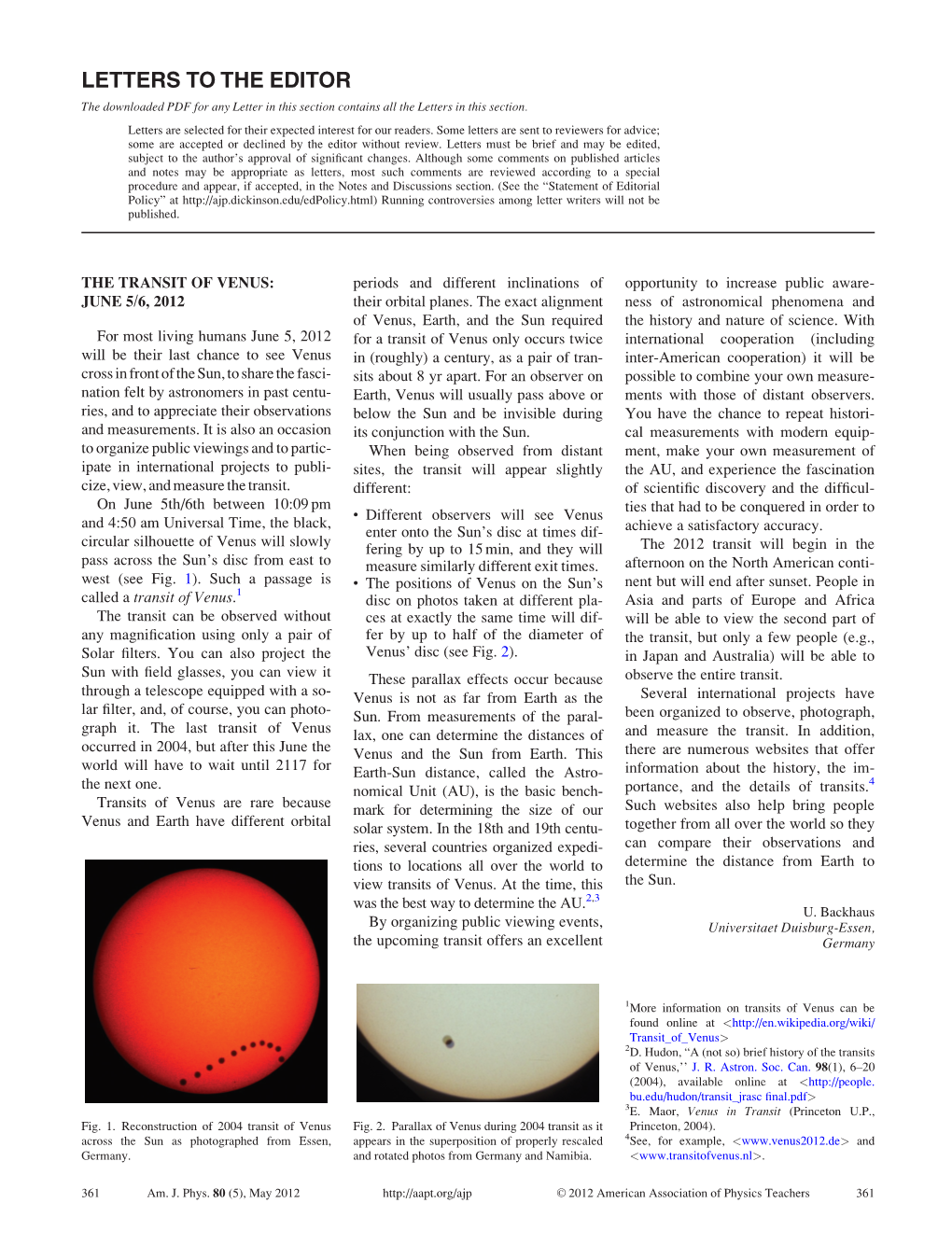 Transit of Venus June 5/6 2012