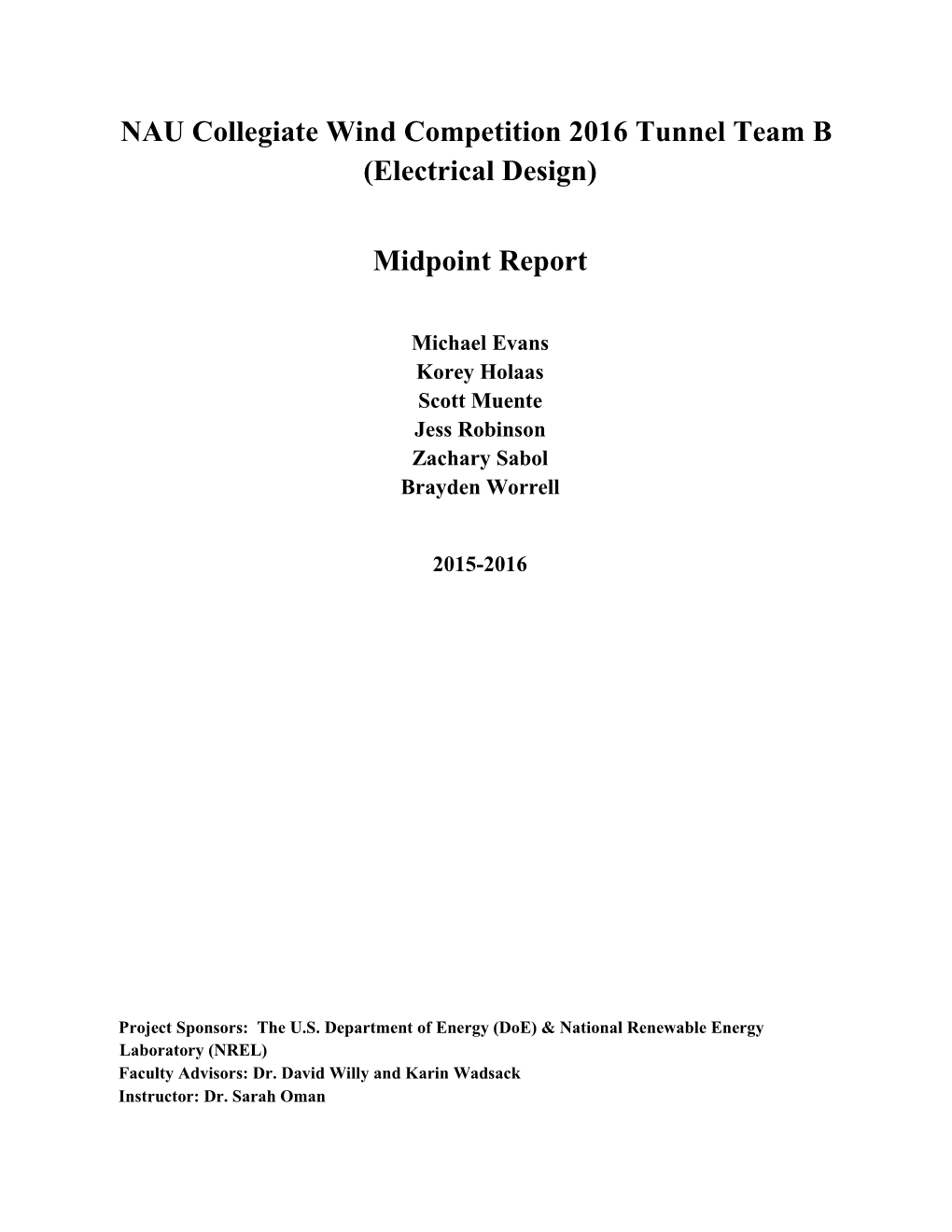 NAU Collegiate Wind Competition 2016 Tunnel Team B (Electrical Design)