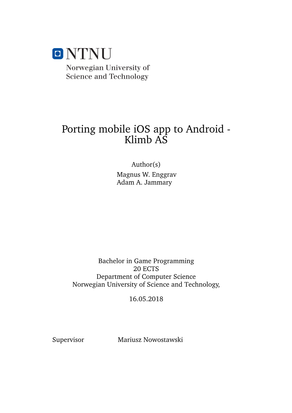 Porting Mobile Ios App to Android - Klimb AS