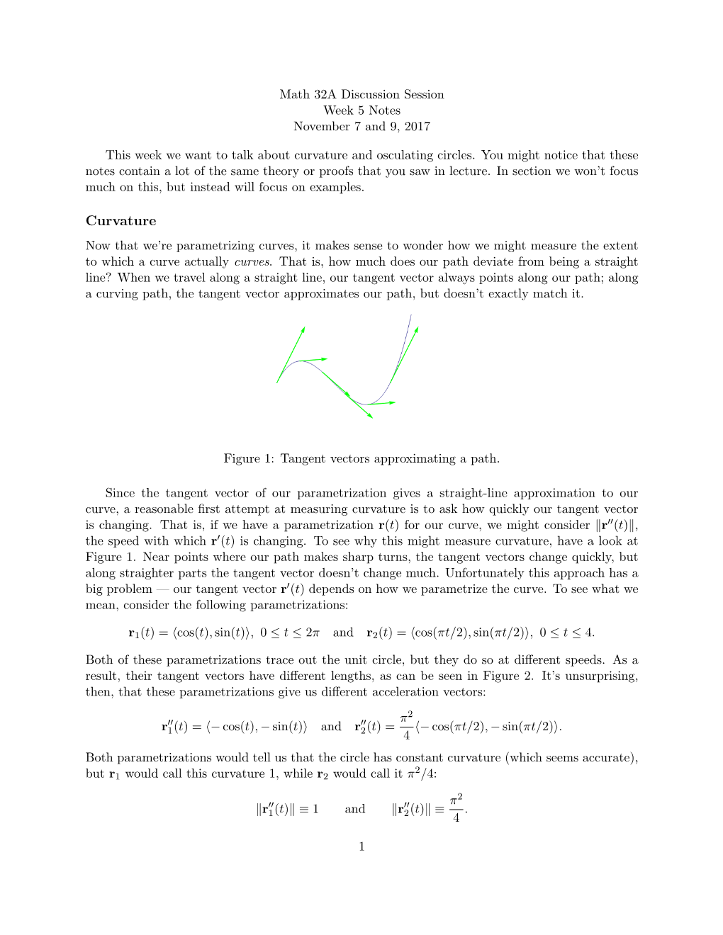 Curvature and Osculating Circles