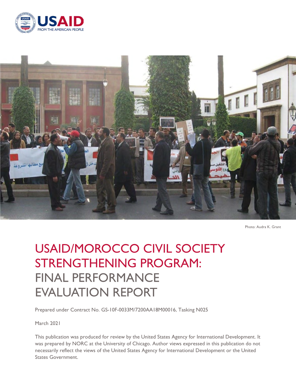 Usaid/Morocco Civil Society Strengthening Program: Final Performance Evaluation Report