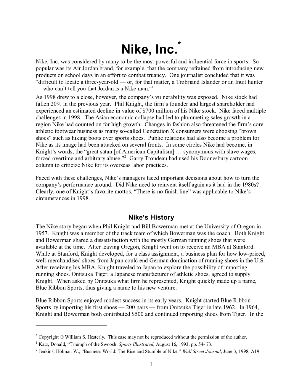 Nike, Inc.* Nike, Inc