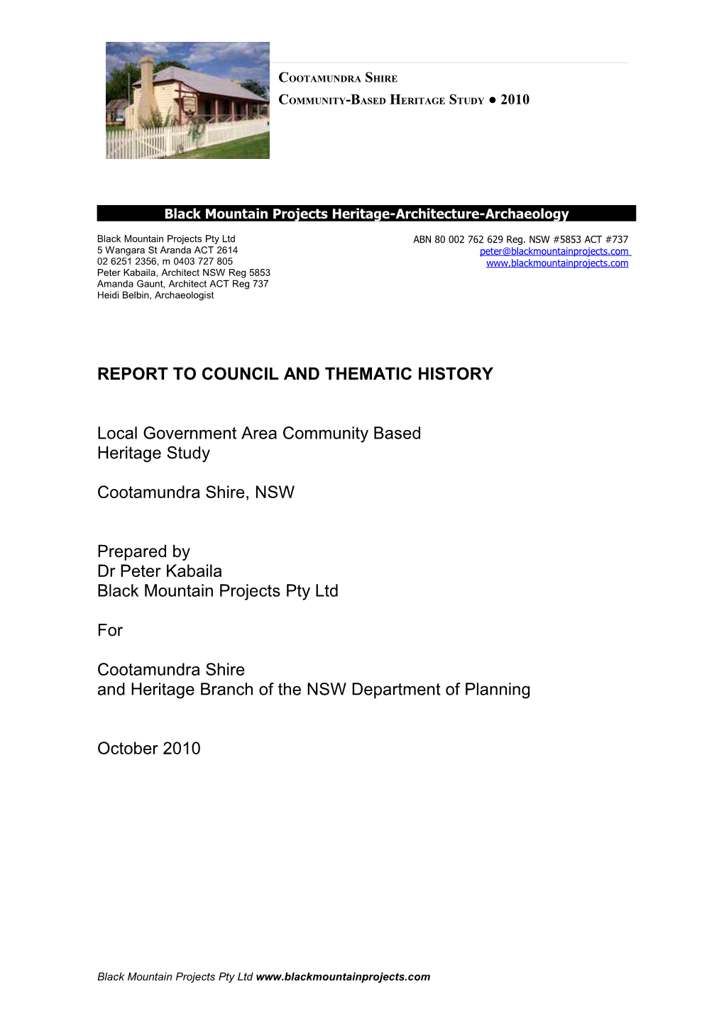 Final Heritage Study Amended Oct 2010 (PDF 3.54MB)