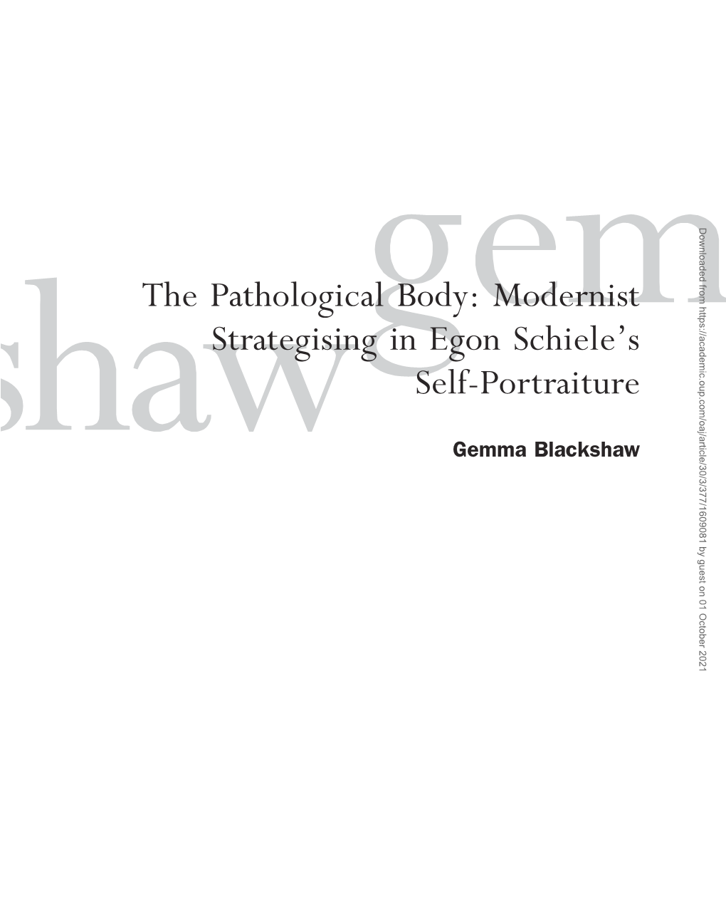 Modernist Strategising in Egon Schiele's Self-Portraiture