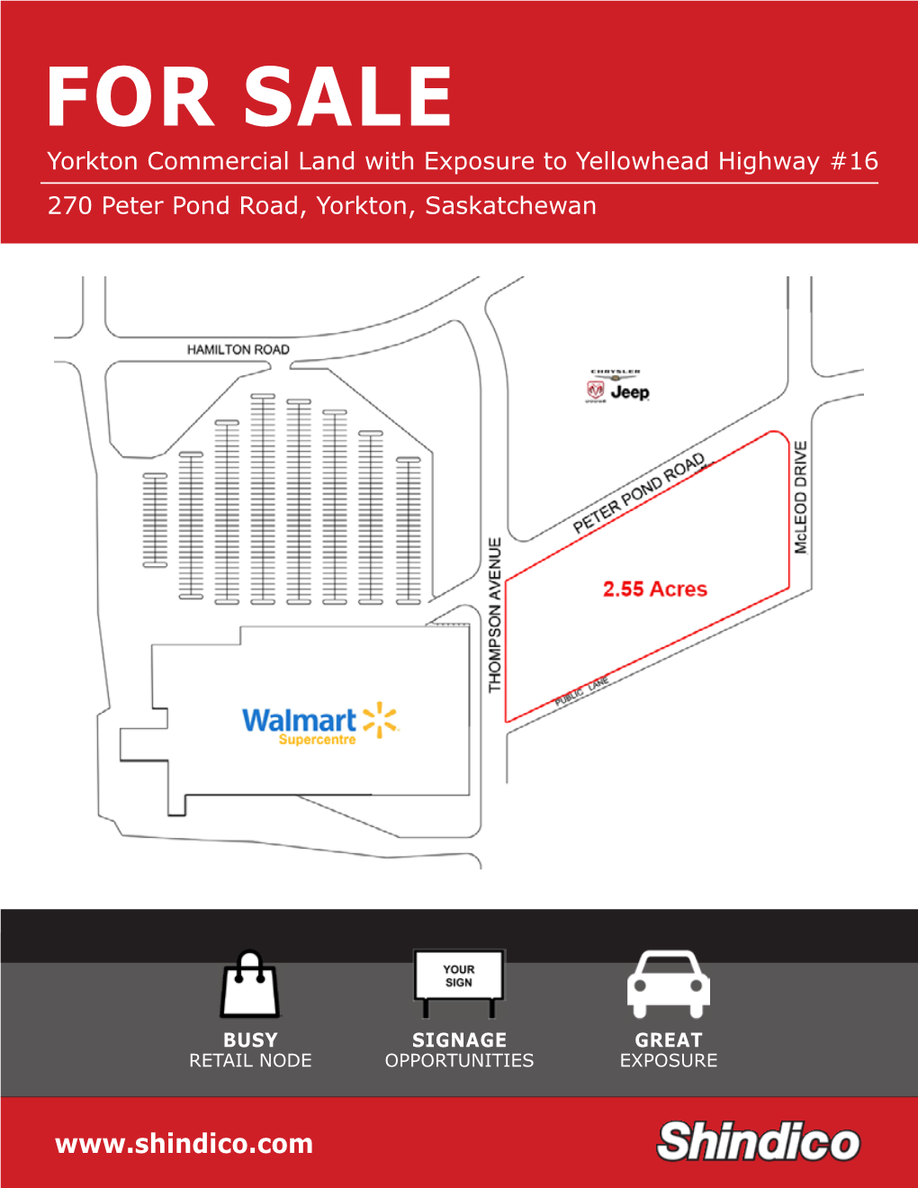 FOR SALE Yorkton Commercial Land with Exposure to Yellowhead Highway #16 270 Peter Pond Road, Yorkton, Saskatchewan