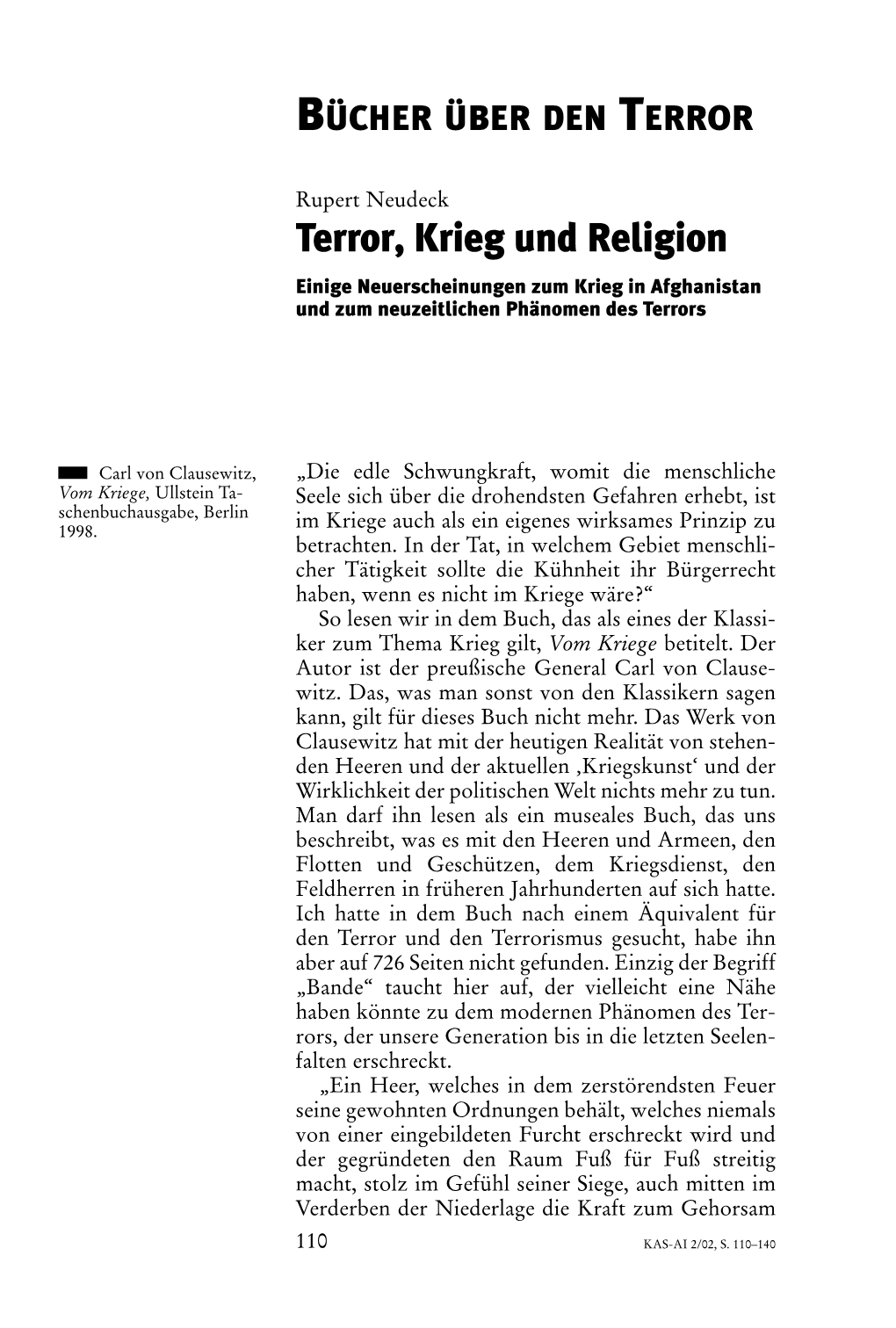 Terror, Krieg Und Religion. Bücher Über Den Terror