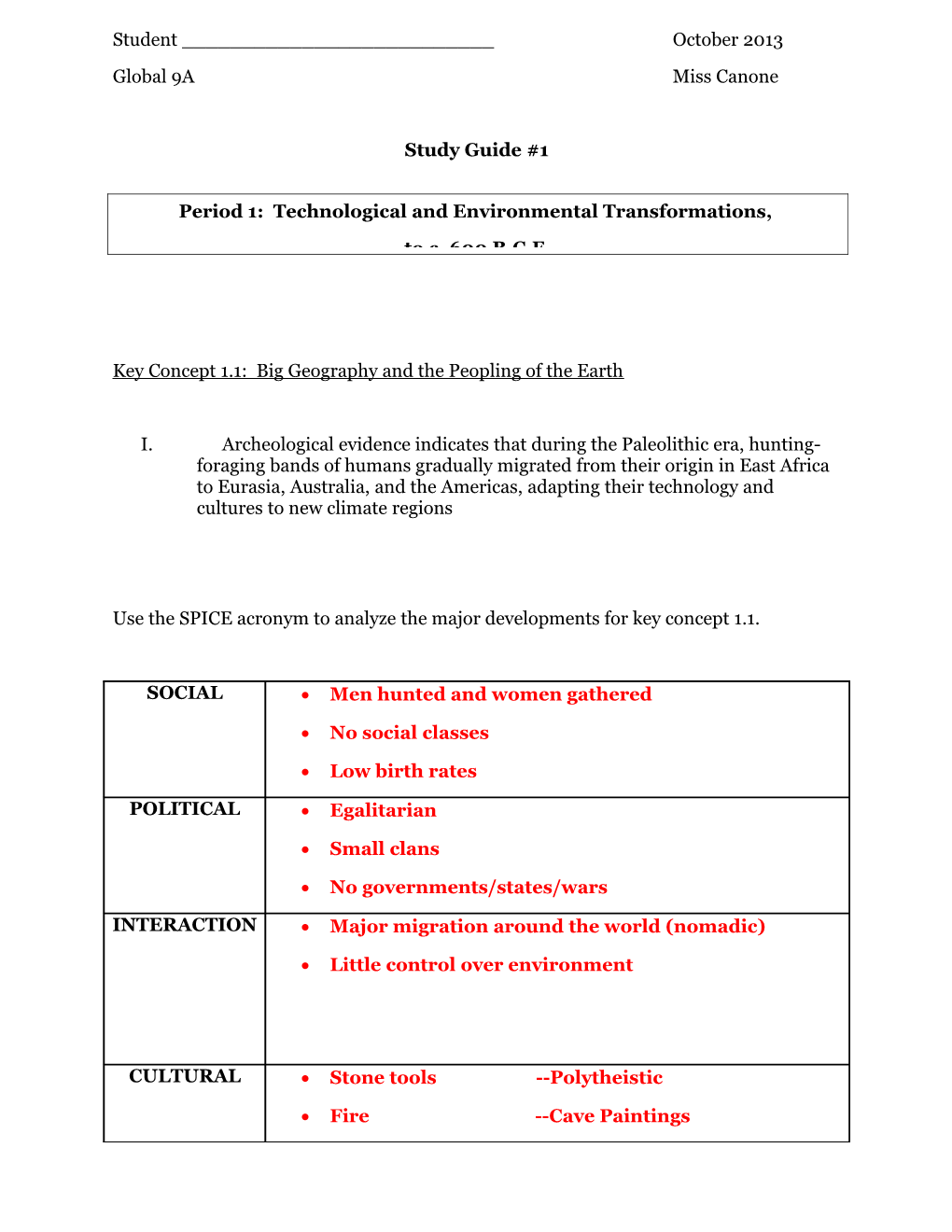 Key Concept 1.1: Big Geography and the Peopling of the Earth