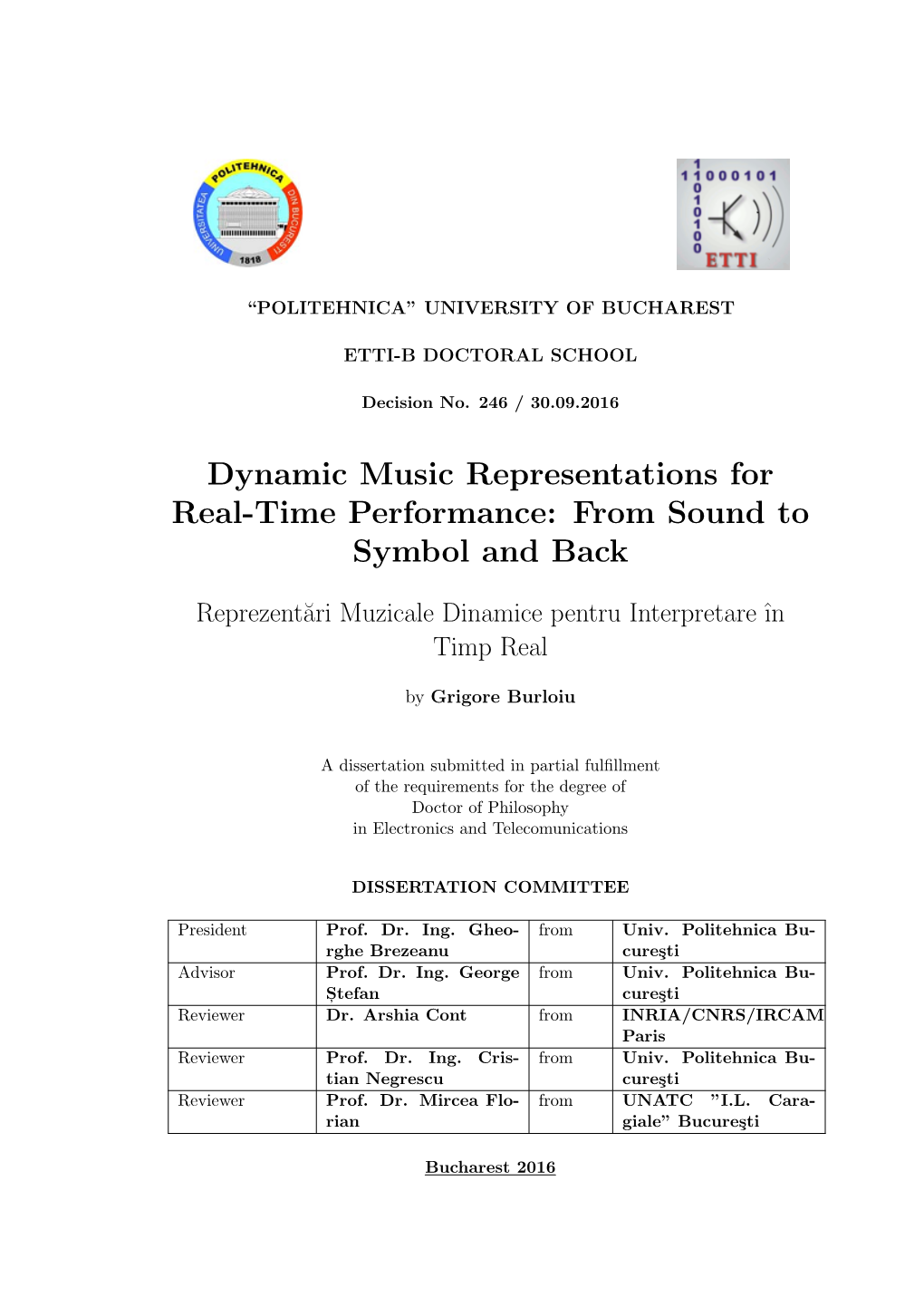Dynamic Music Representations for Real-Time Performance: from Sound to Symbol and Back