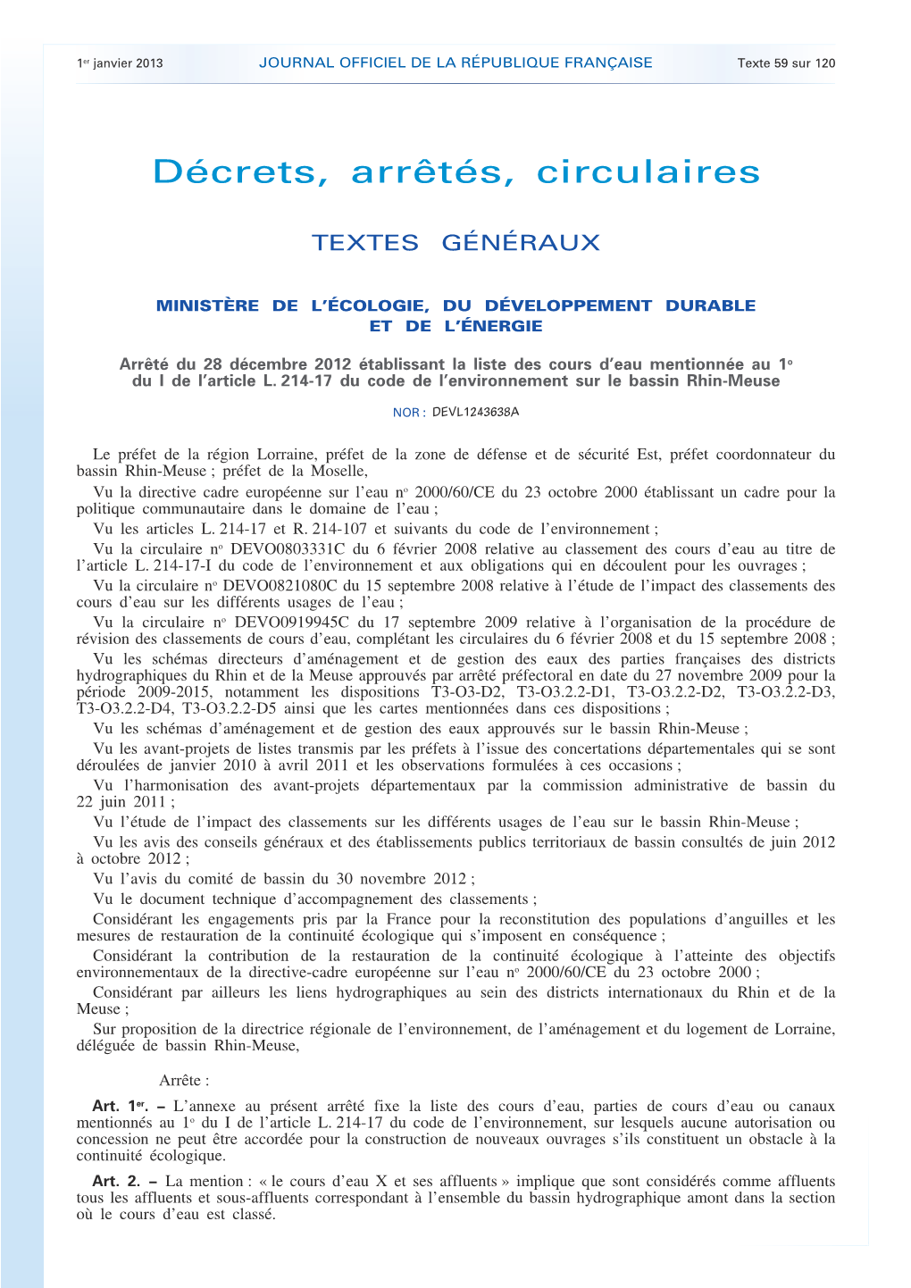 JOURNAL OFFICIEL DE LA RÉPUBLIQUE FRANÇAISE Texte 59 Sur 120