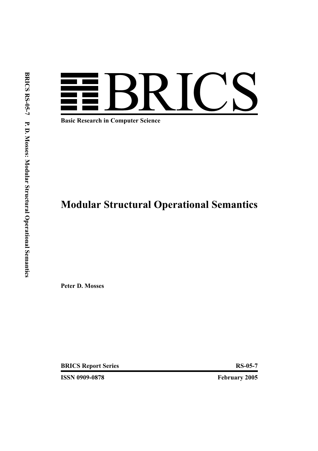 Modular Structural Operational Semantics