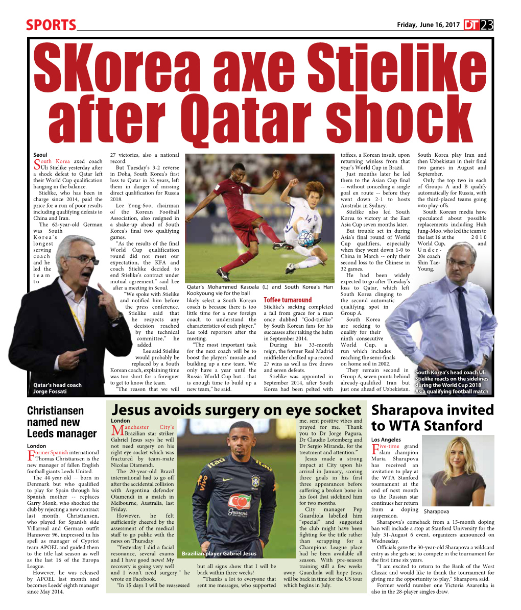 Skorea Axe Stielike After Qatar Shock