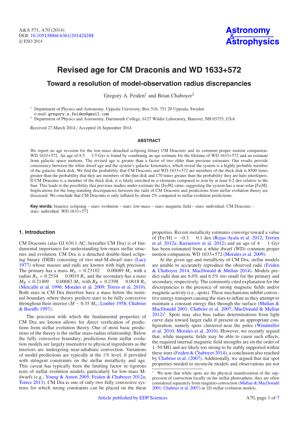 Revised Age for CM Draconis and WD 1633+572 Toward a Resolution of Model-Observation Radius Discrepancies
