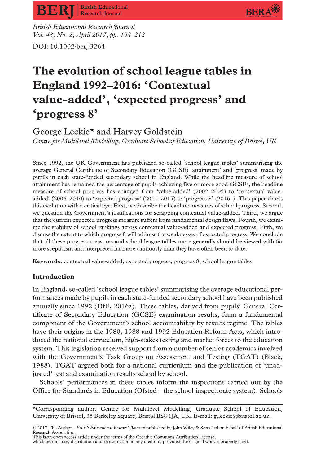 The Evolution of School League Tables in England 1992&#X2013;2016