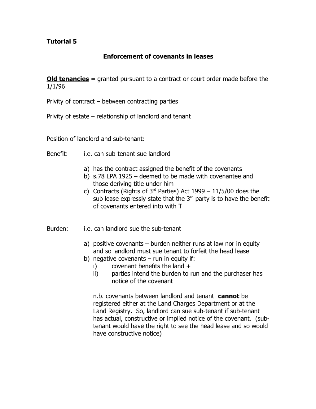 Enforcement of Covenants in Leases