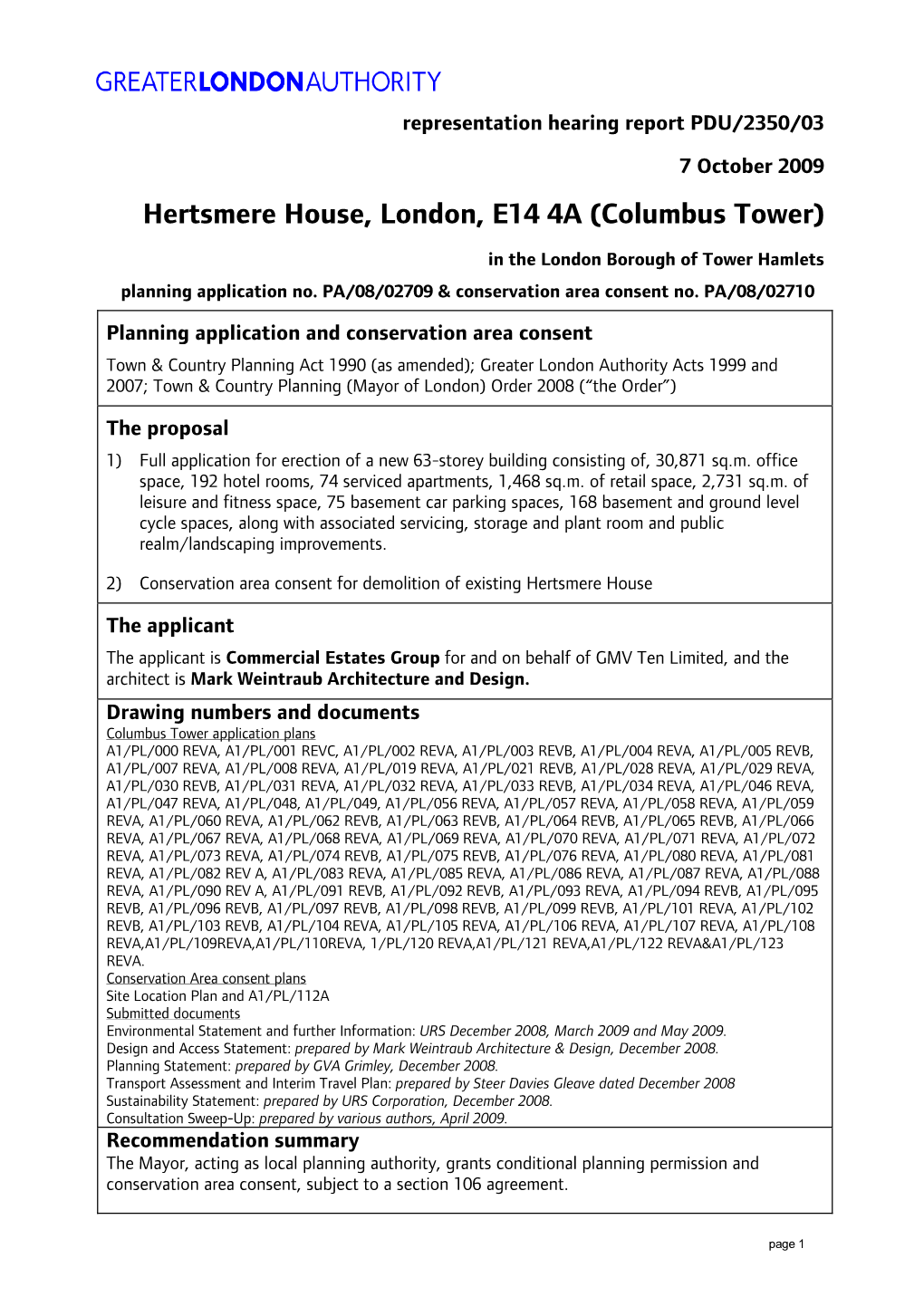 Hertsmere House, London, E14 4A (Columbus Tower)