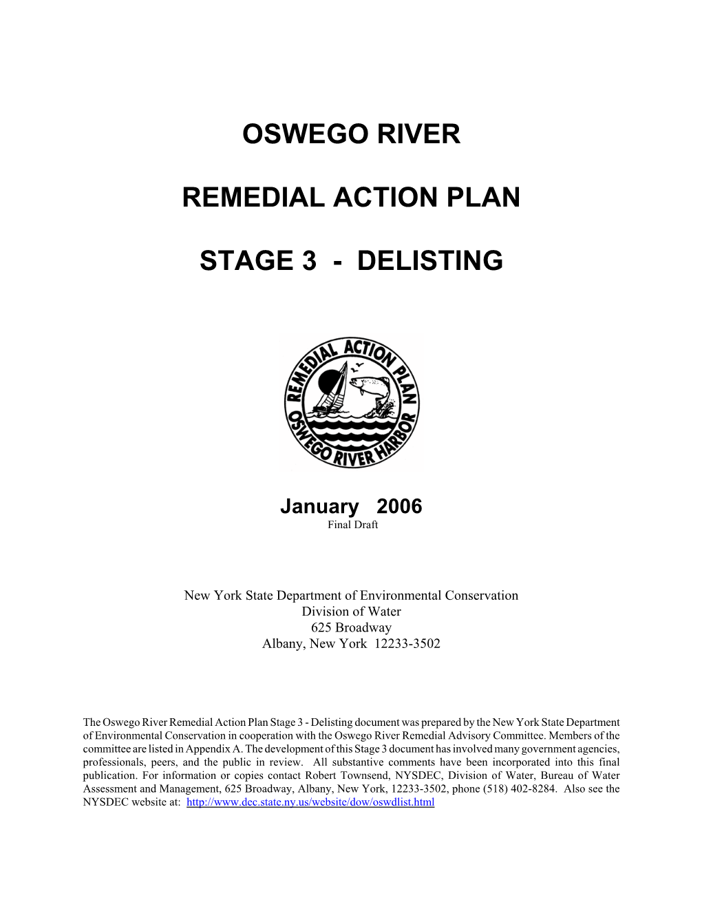 Oswego River Remedial Action Plan Stage 3