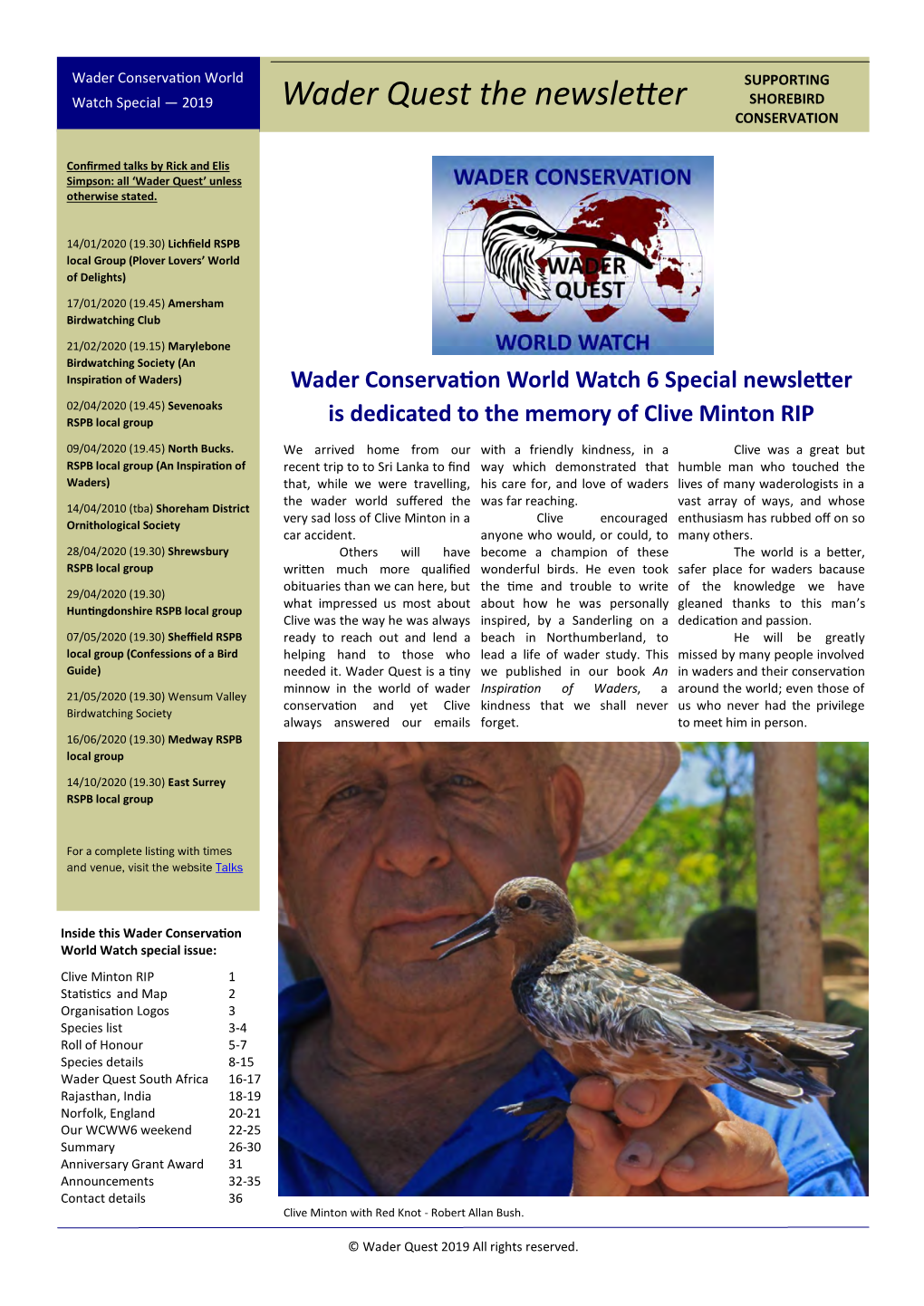 Wader Quest the Newsletter SHOREBIRD CONSERVATION