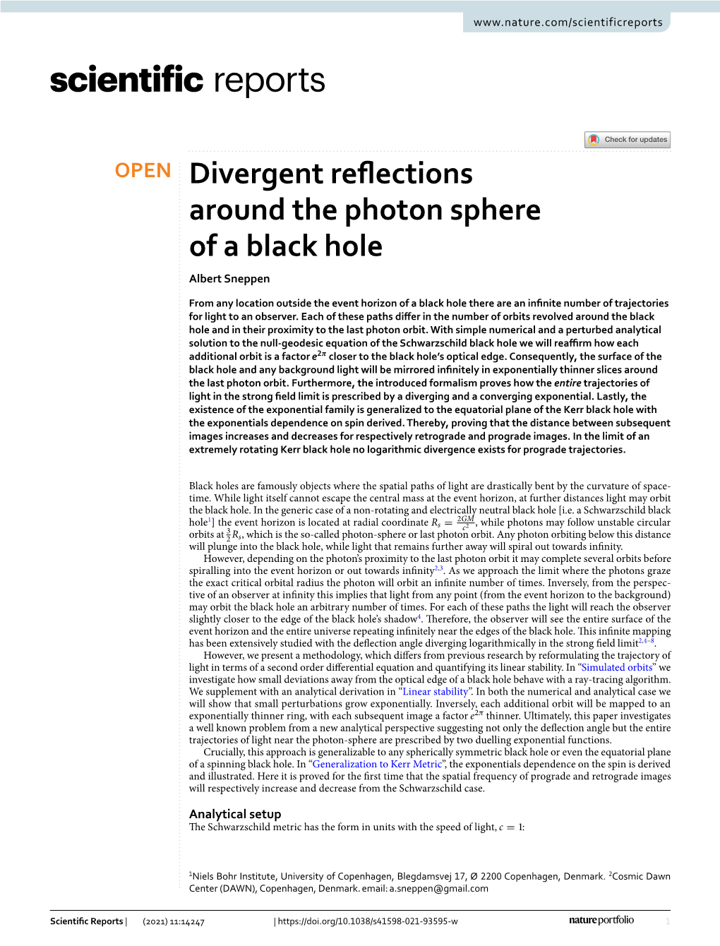 Divergent Reflections Around the Photon Sphere of a Black Hole