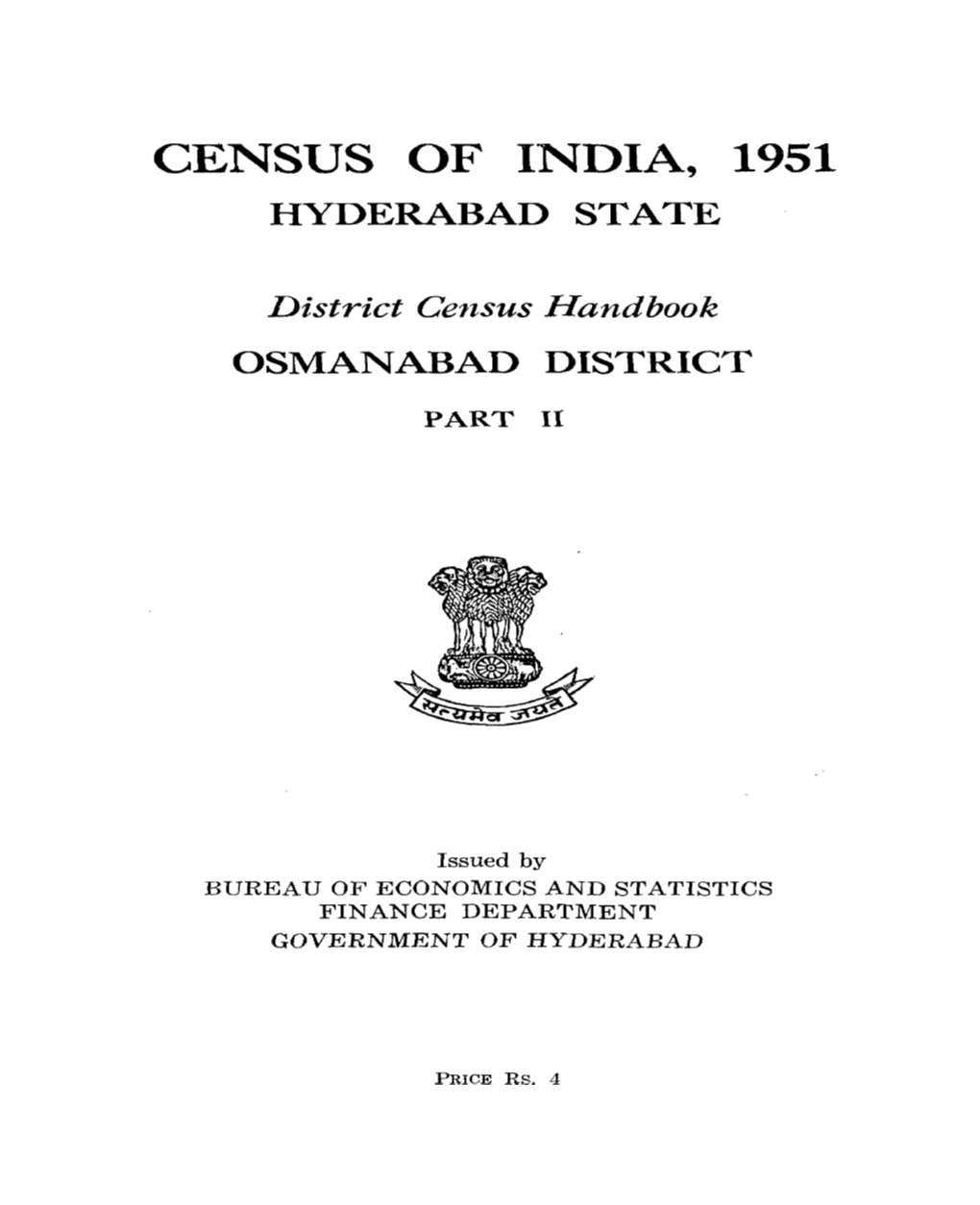 District Census Handbook, Osmanabad, Part II