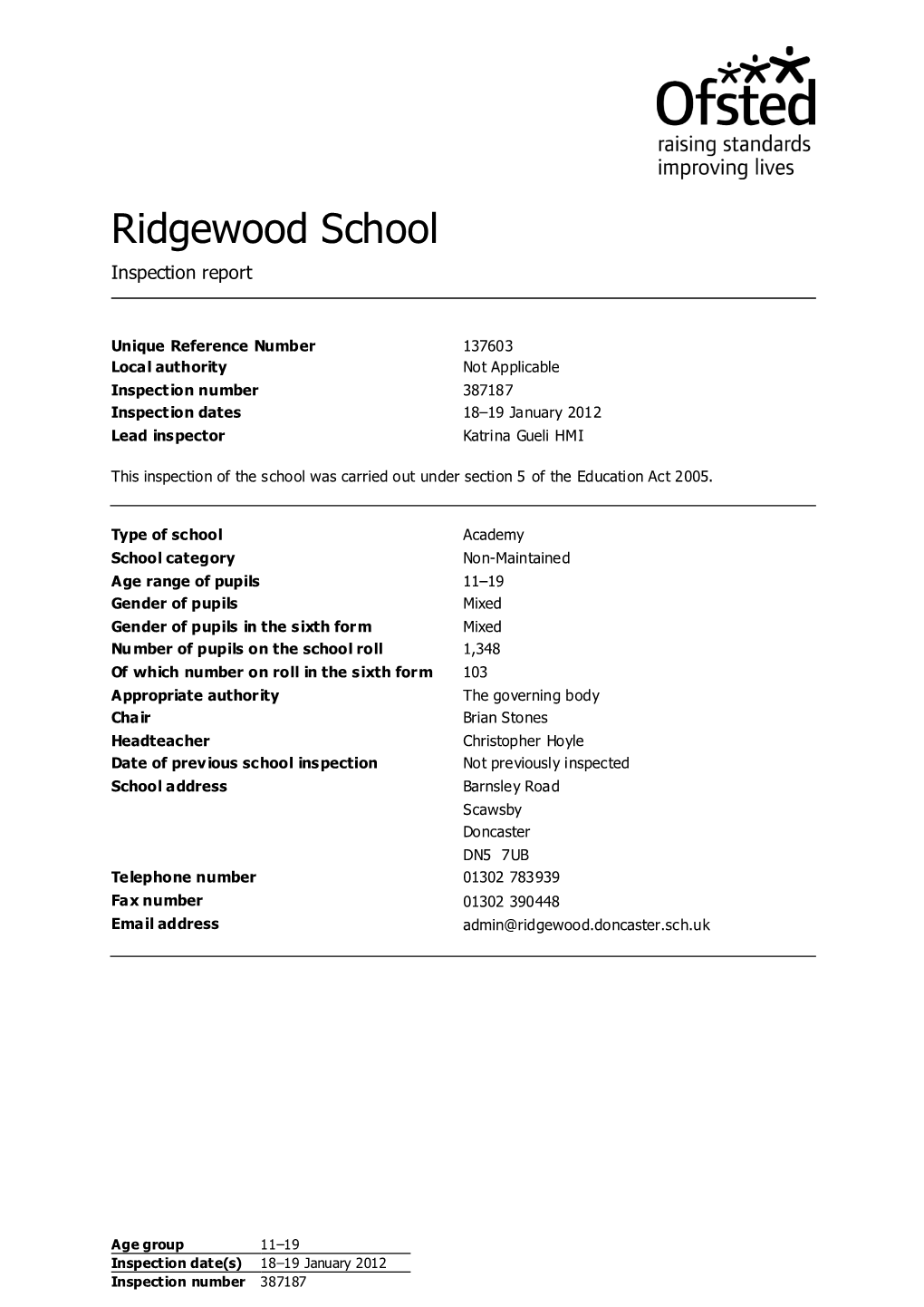 Ridgewood School Inspection Report