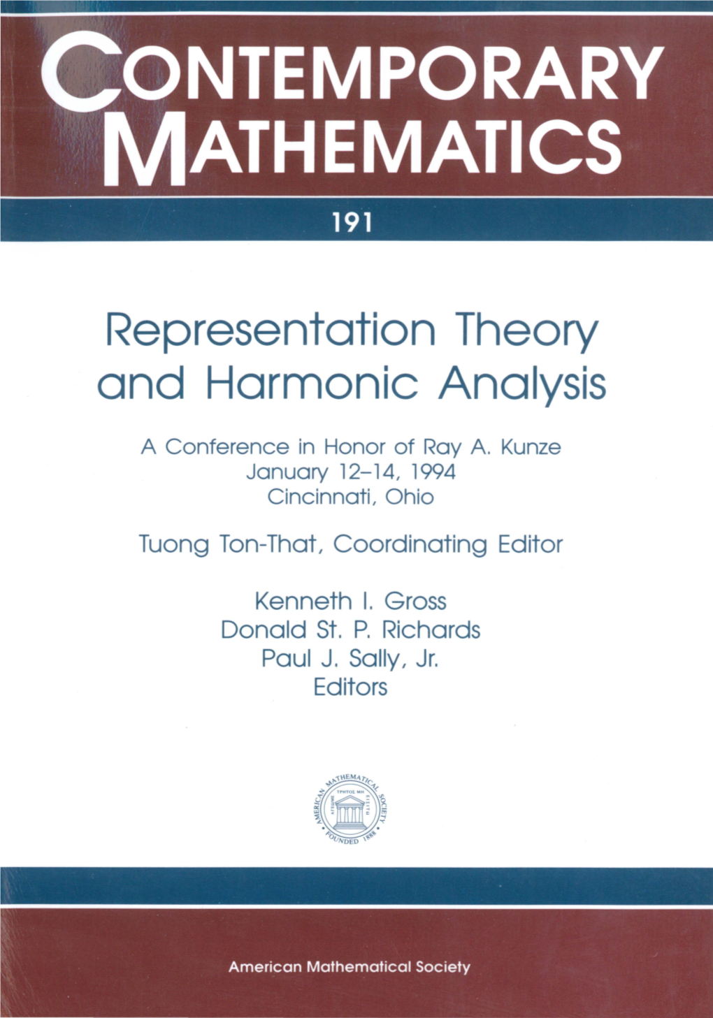 CONTEMPORARY MATHEMATICS 191 Representation Theory And