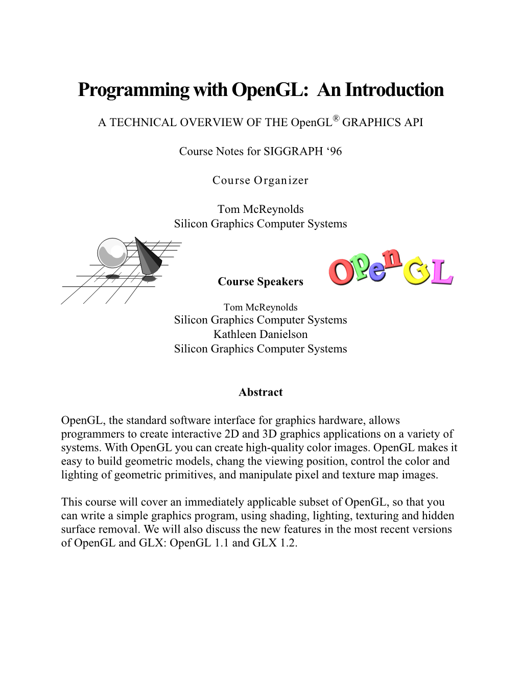 Programming with Opengl: an Introduction
