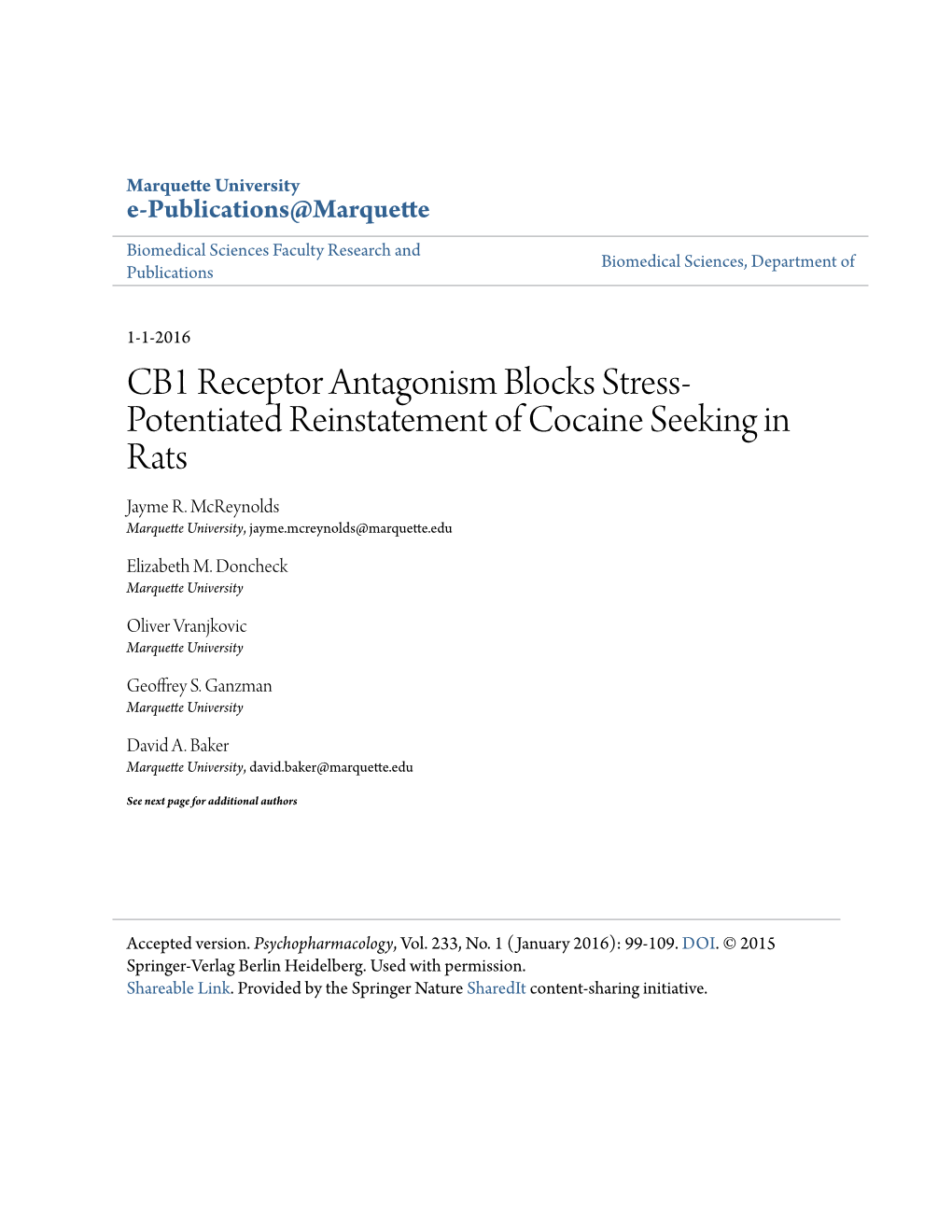 CB1 Receptor Antagonism Blocks Stress-Potentiated Reinstatement of Cocaine Seeking in Rats